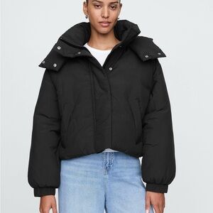 Gap Cropped Duvet Wrap Black Puffer